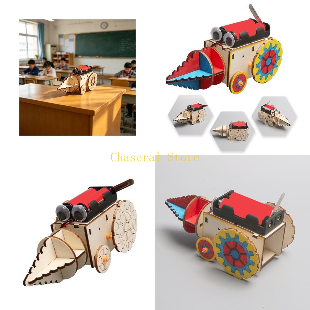 Science Project Kit - E7CE キッズエンジニアリング教育玩具木製掘削車両組み立てセットクラフトおもちゃ