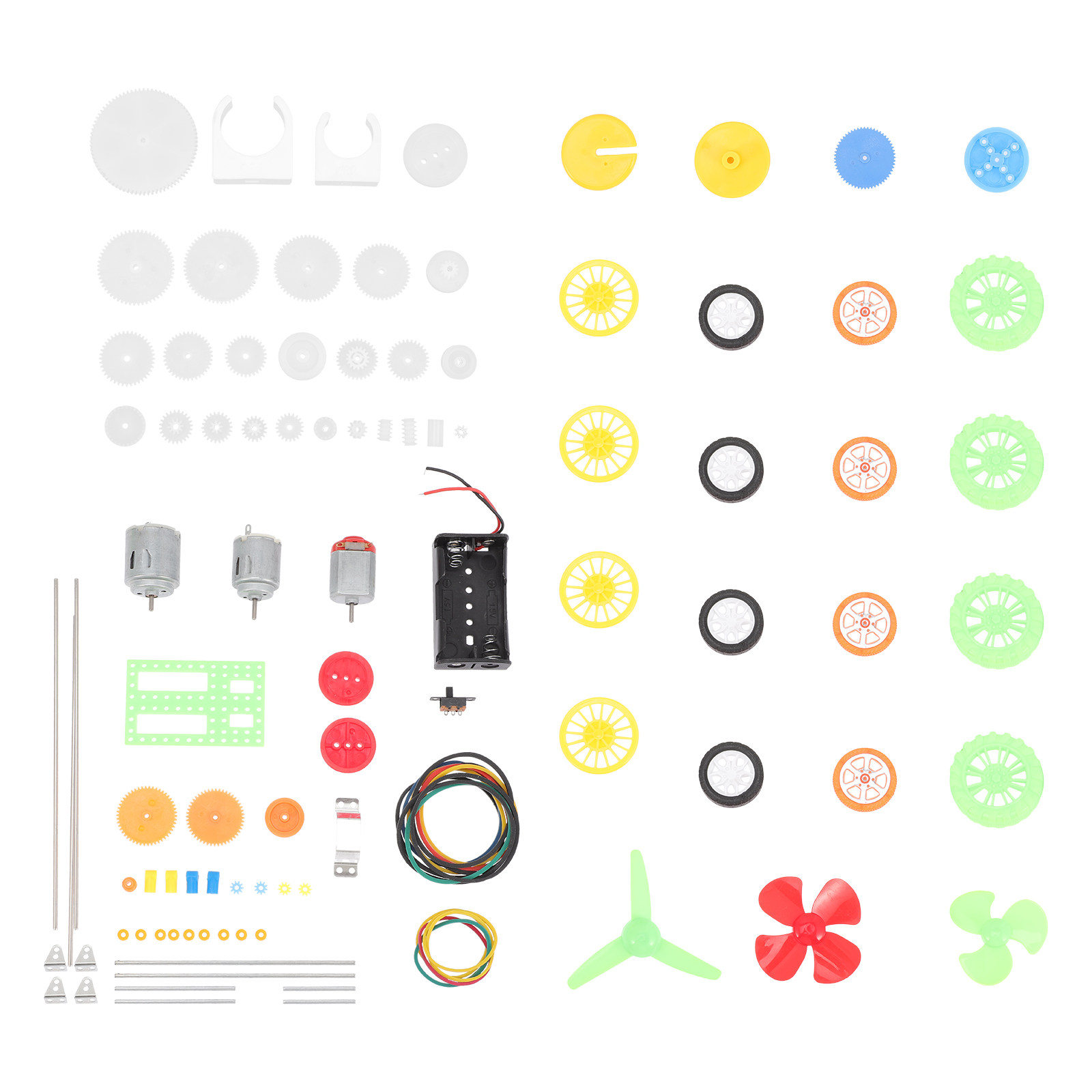 112個入り DCモーター用ギアキット、プラスチック製ホイー - Science Kit のレビューと価格