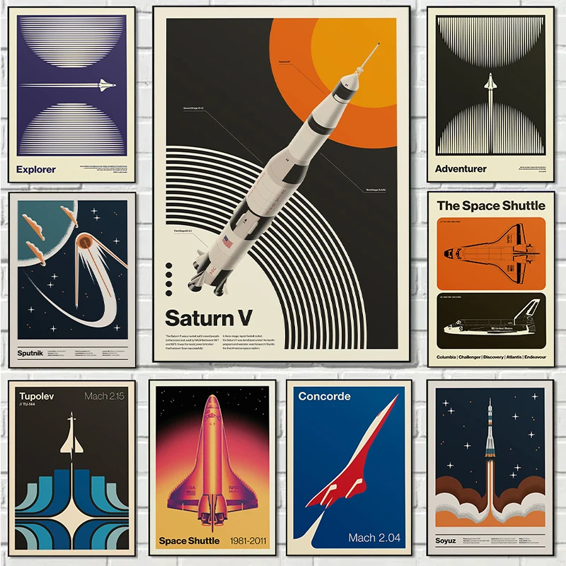 レトロ抽象スペースシャトルスプートニクミニマリストポスターや - Star Map Poster のレビューと価格